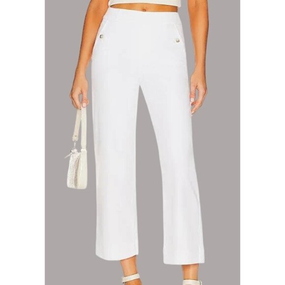 SPANX Stretch Twill Cropped Wide Leg Pant in White Size Large - Picture 1 of 8